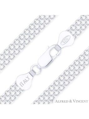 6mm 2-Row Bismark Link Italian Chain Anklet in .925 Sterling Silver Size 10